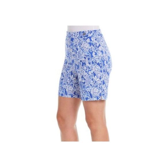 NWT Rafaella Blue White Floral 6” Stretch Bermuda Shorts Size 6 - Picture 5 of 11